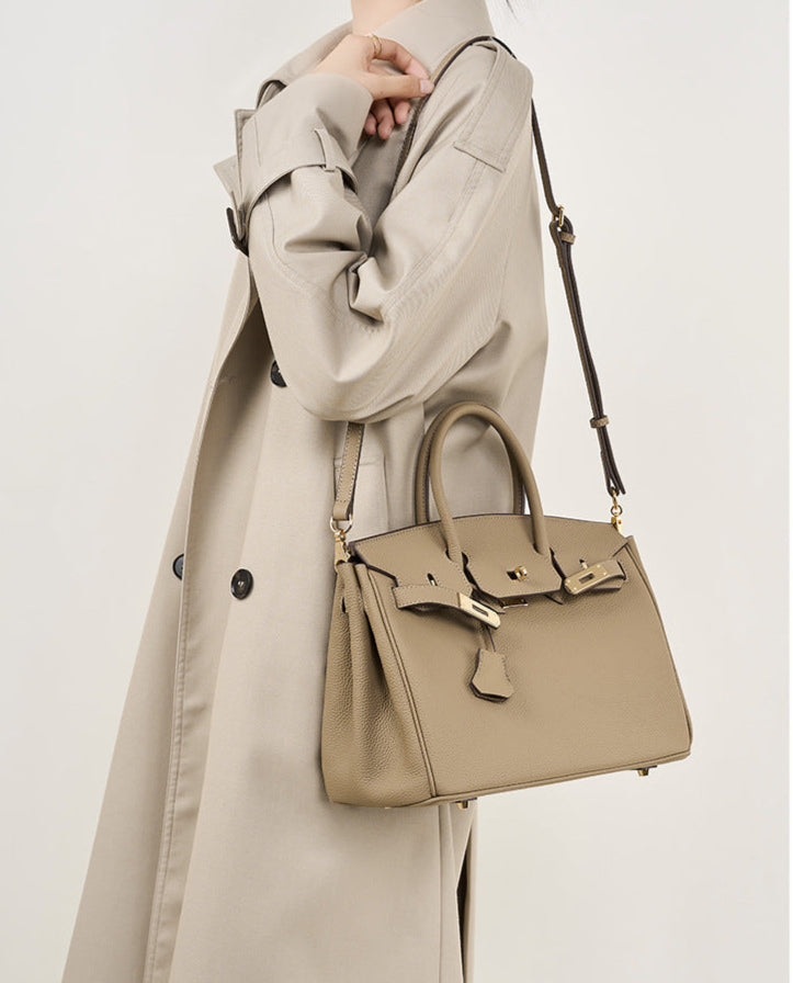 Classic Medium Genuine Leather Barcelona Bag – Gold Hardware