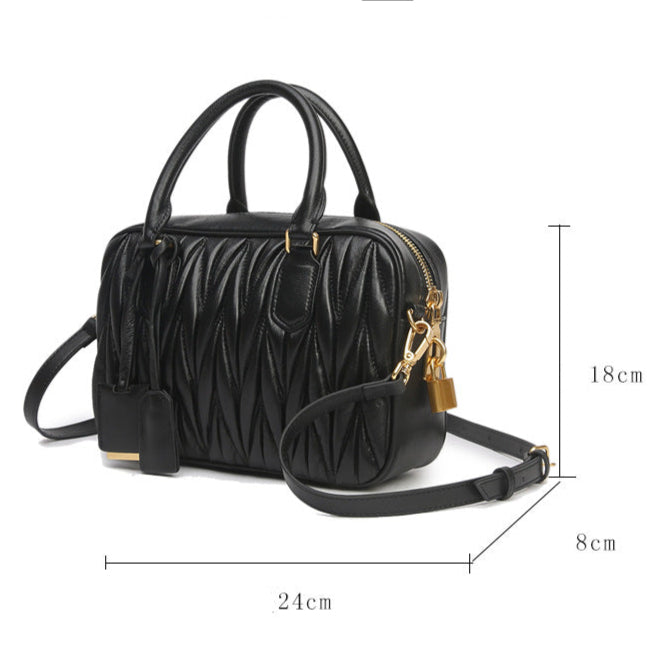 Small Genuine Leather Quilted Milly Bag