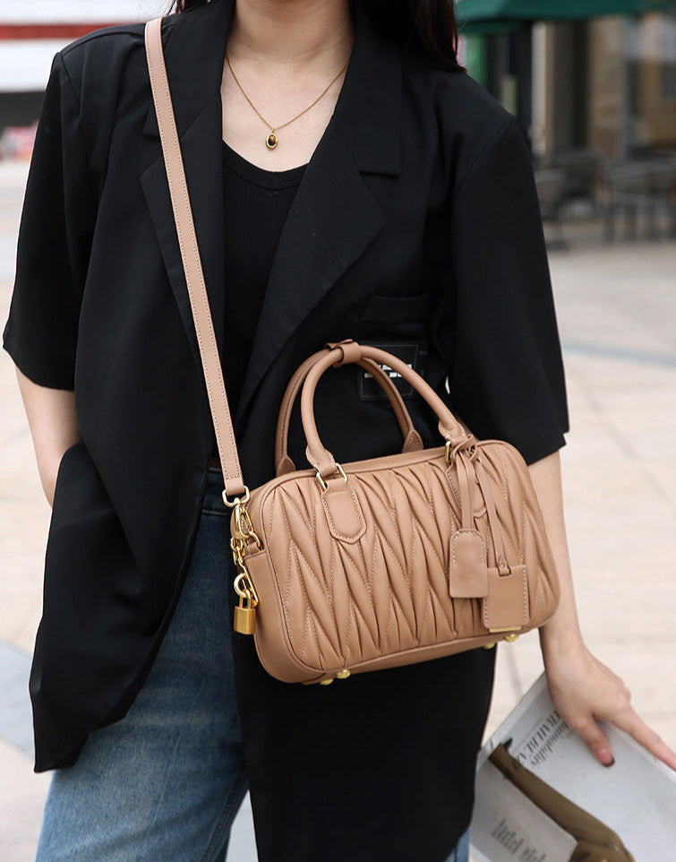 Small Genuine Leather Quilted Milly Bag