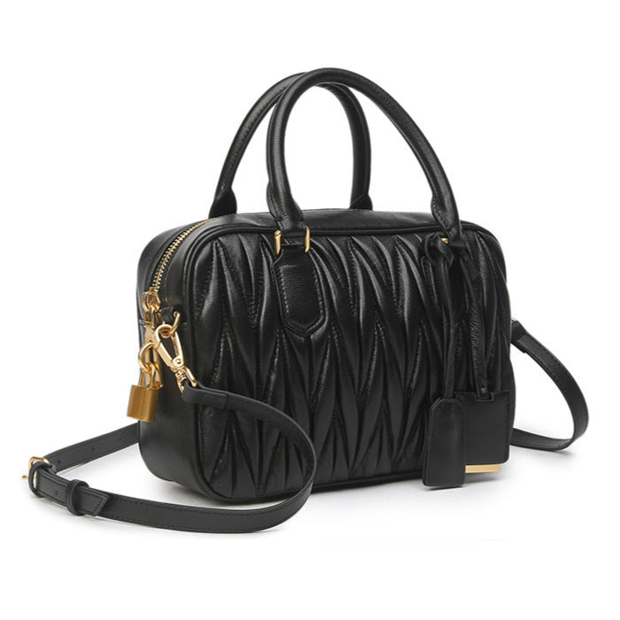 Small Genuine Leather Quilted Milly Bag