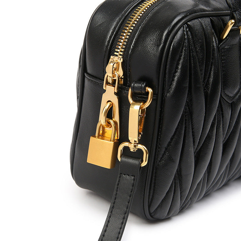 Small Genuine Leather Quilted Milly Bag