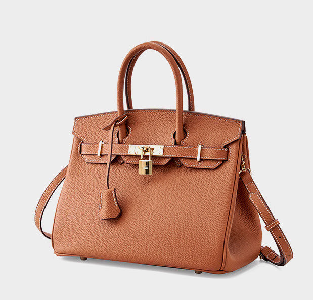 Classic Medium Genuine Leather Barcelona Bag – Gold Hardware