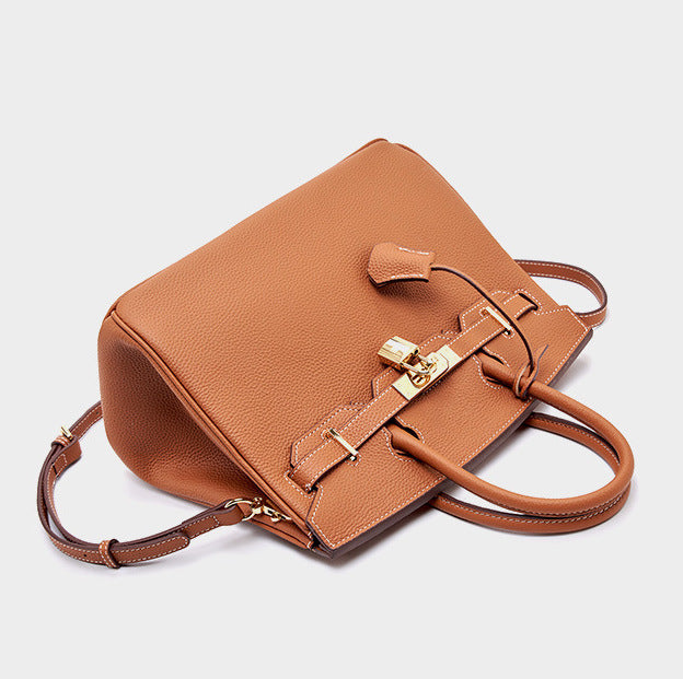 Classic Medium Genuine Leather Barcelona Bag – Gold Hardware