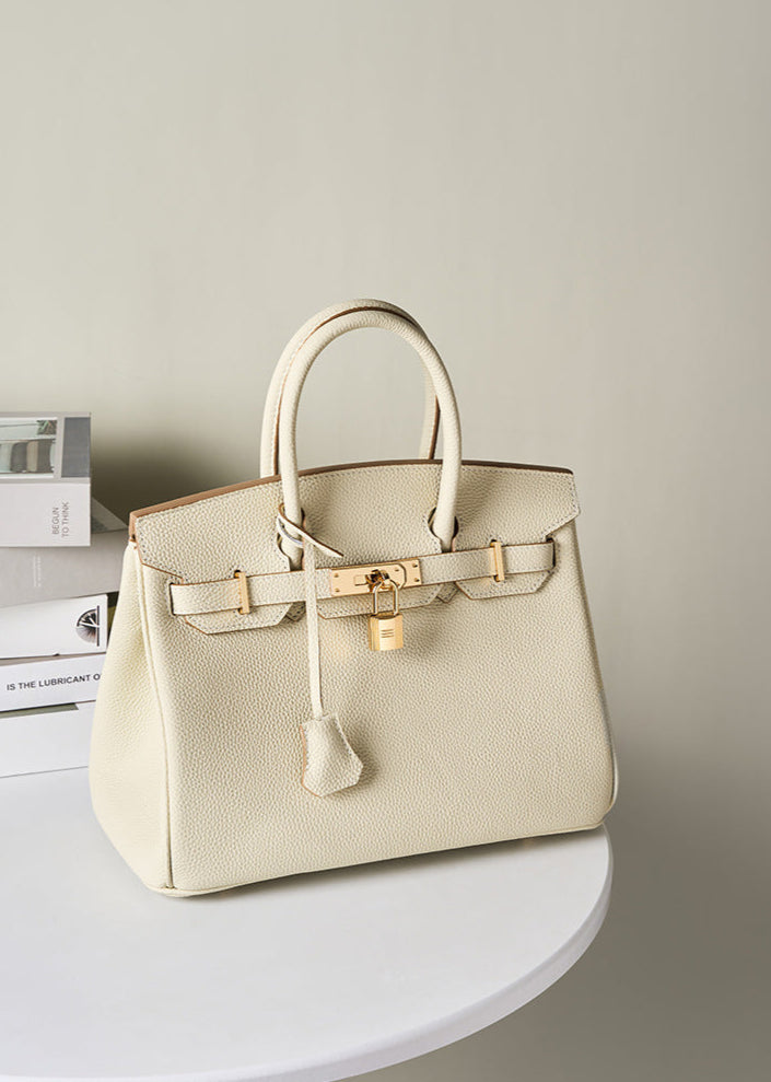 Classic Medium Genuine Leather Barcelona Bag – Gold Hardware