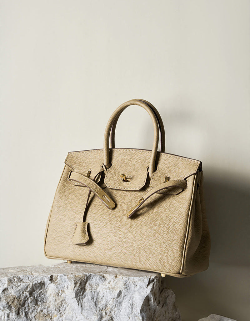 Classic Medium Genuine Leather Barcelona Bag – Gold Hardware