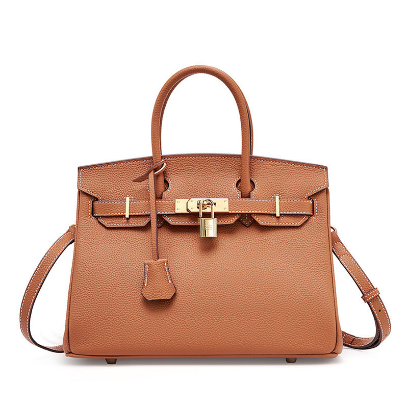 Classic Medium Genuine Leather Barcelona Bag – Gold Hardware