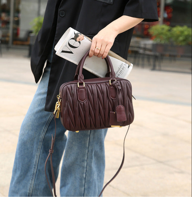 Small Genuine Leather Quilted Milly Bag