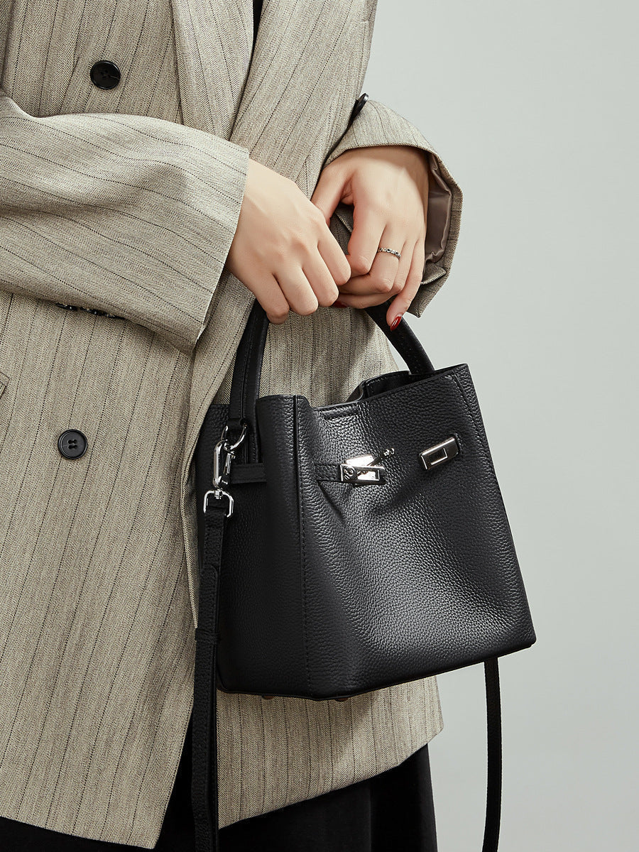 Bucket Genuine Leather Boston Bag