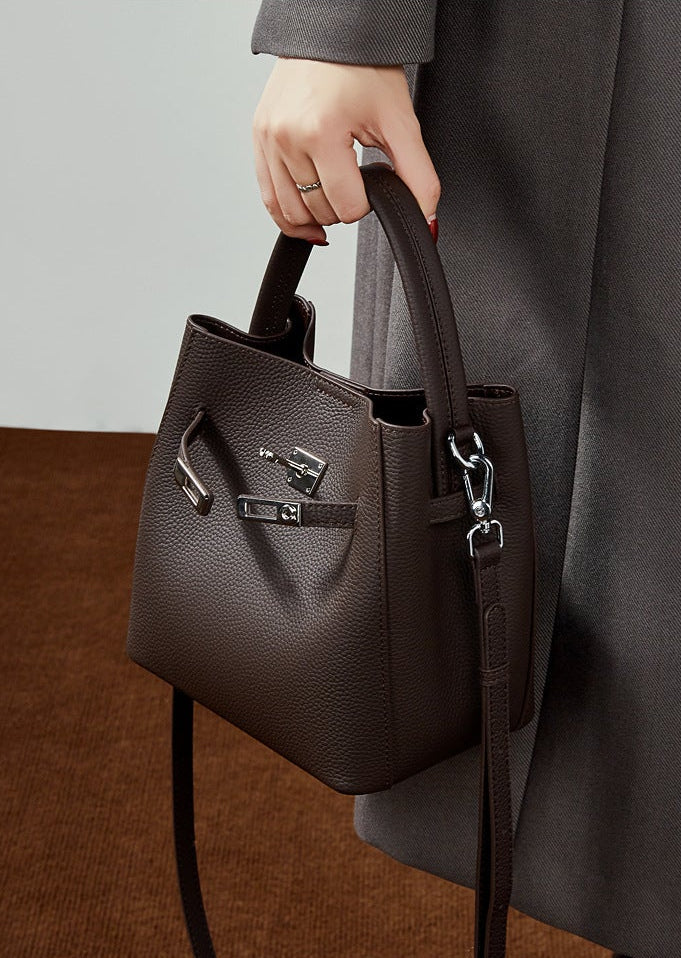 Bucket Genuine Leather Boston Bag