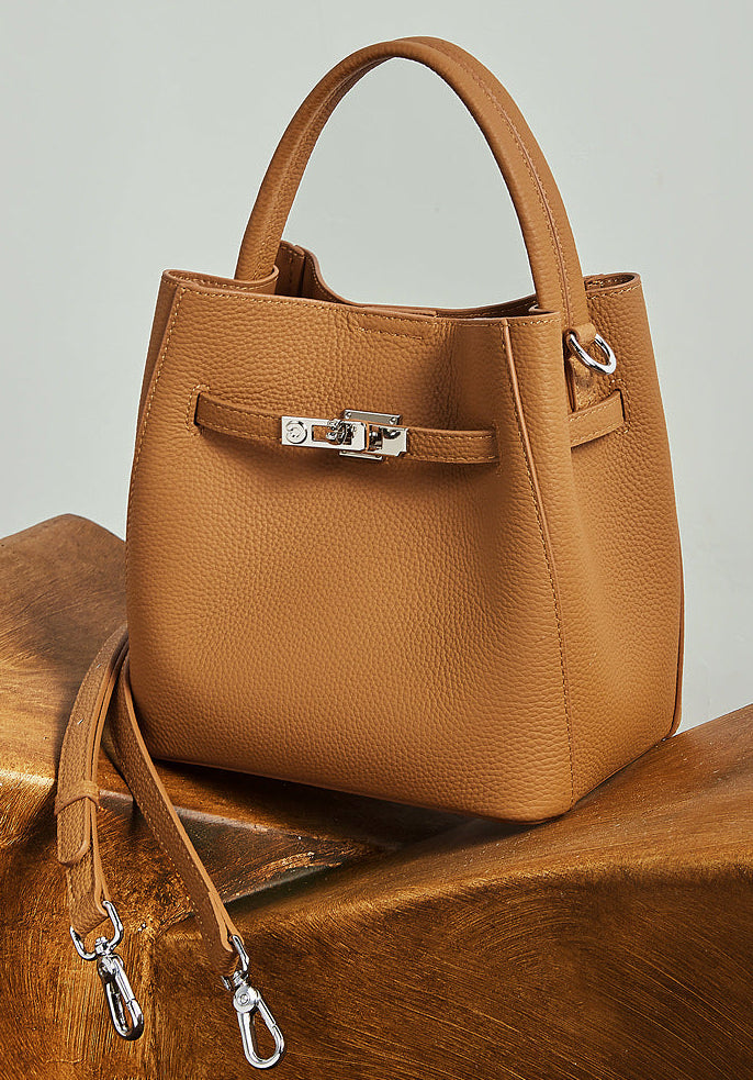 Bucket Genuine Leather Boston Bag