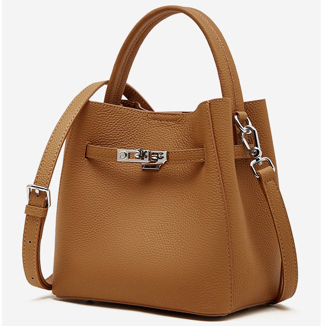 Bucket Genuine Leather Boston Bag