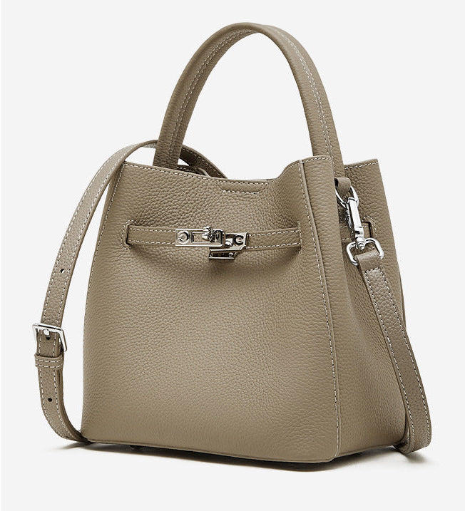 Bucket Genuine Leather Boston Bag